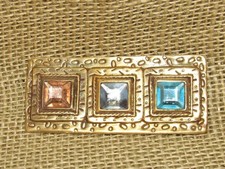 DEBORAH ROBERTS 3 Faceted Jeweled Modernistic Brooch Stunning Colorful