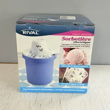 Rival 4 Quart Electric Ice Cream Maker Frozen Yogurt & Sorbet Blue Model 8704-PK