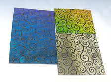 CBS Dichroic Glass coe 90 Etched G/M/B Silver RB Swirls RB on Black