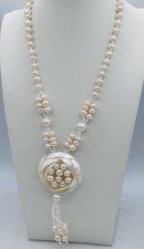 Freshwater Pearl Shell Flower Pendant Necklace Delicate Gift