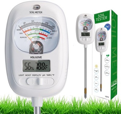 Soil Test Kit, 7-in-One Soil Moisture Meter/Soil PH Meter/Fertility, Dual Scr...