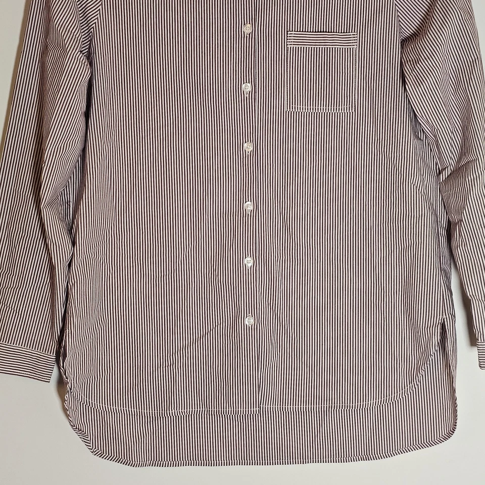 Рубашка женская New Directions большая белая бордовая в полоску на пуговицах с длинным рукавом - Изображение 3 из 4