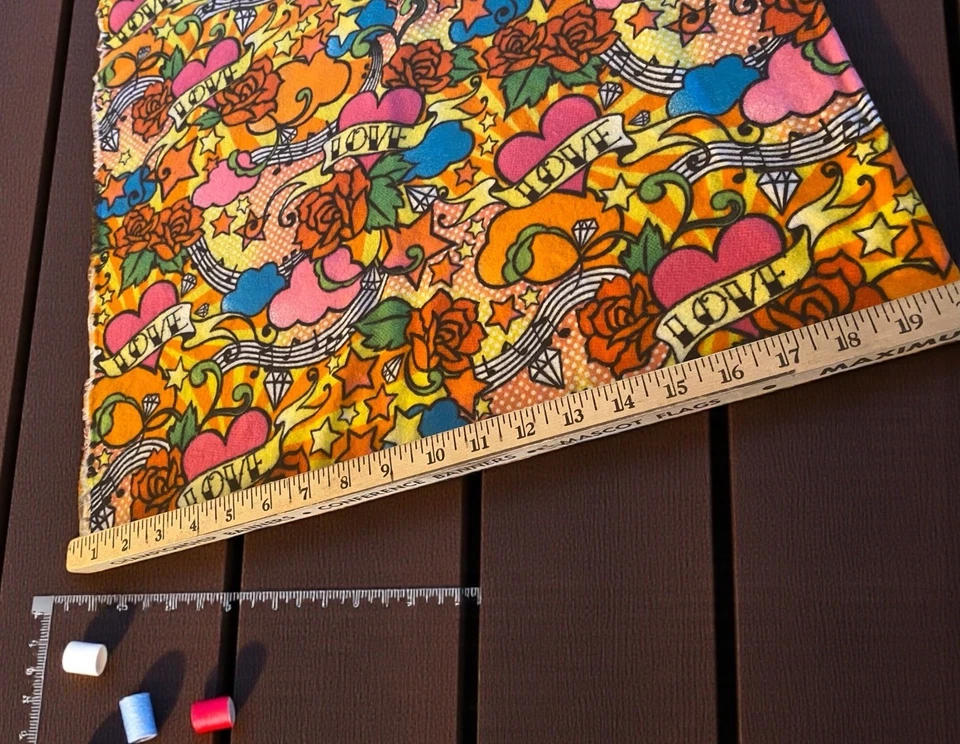 Фланелевая ткань для татуировок любовь музыкальные ноты 5 ярдов сердца хиппи BTY в ярдах - Изображение 3 из 4