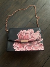 New Ted Baker Tranquility Bloom Crossbody Clutch Bag Black Floral Small/ medium