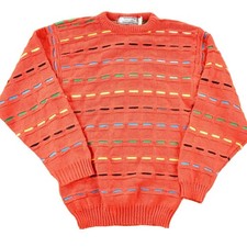 Vintage 1990s Geometric Knit Abstract Pattern Crewneck Sweater Mens S