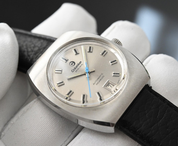 Creation Vintage 70er Herren Anzugsuhr ETA 2783 Automatik Stahl Datum Incabloc