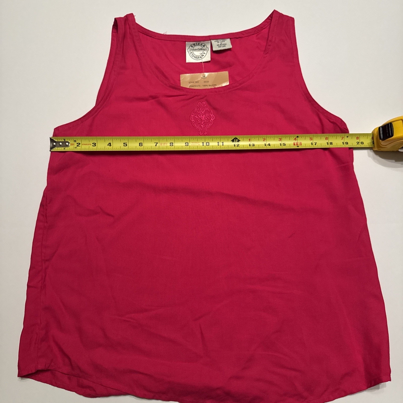 Erika Leisure Clothing Company Pink Rayon Tank Top Embroidered Medallion Size L image 5