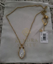 Kendra Scott Alexa Locket Necklace Vintage Gold Ivory Mother Of Pearl NWT $98!