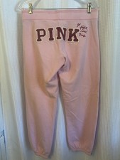 VTG Y2K Victorias Secret Pink Spellout Cropped Sweatpants Size S
