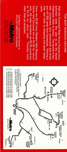 Folleto de calendario de béisbol Cincinnati Reds Arrow Express 1977 - Imagen 3 de 3