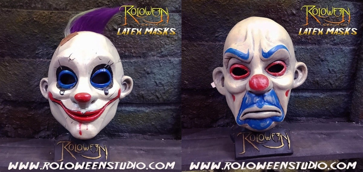 JOKER CLOWN AND GRUMPY LATEX MASK / THE DARK KNIGHT BATMAN