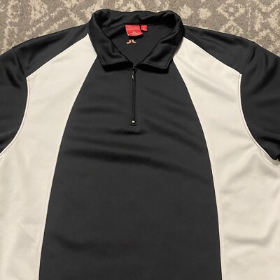 J.Lindeberg Mens Size L Short Sleeve Black White 1/4 Zip Golf