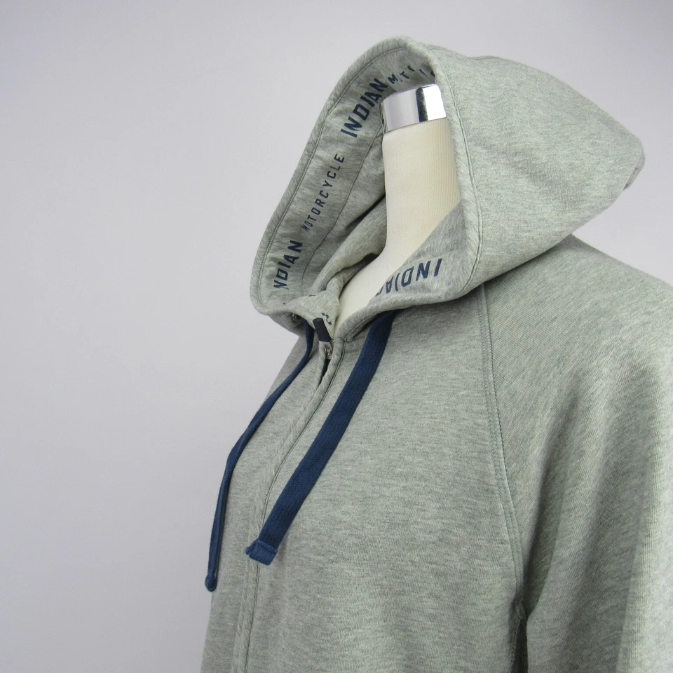 Sudadera con capucha gris jaspeado con cremallera completa Indian Motorcycle para mujer talla XL Foto 4 de 4