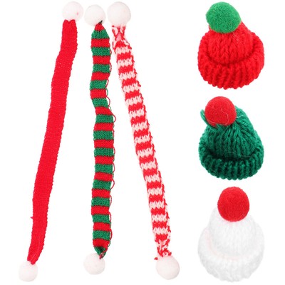  6 Pcs Handyhülle Mini-Wollmütze Gestrickt DIY Weihnachtsdekoration