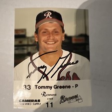 Tommy Greene 1989 No Hitter AUTOGRAPHED 4X5 2 PHOTO RICHMOND BRAVES 2 Autos