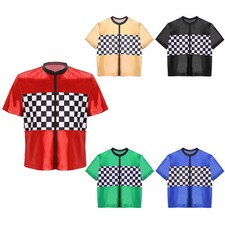 Kids Boys Girls Race Car Driver Costume Patchwork Race Costume Theme Party Top