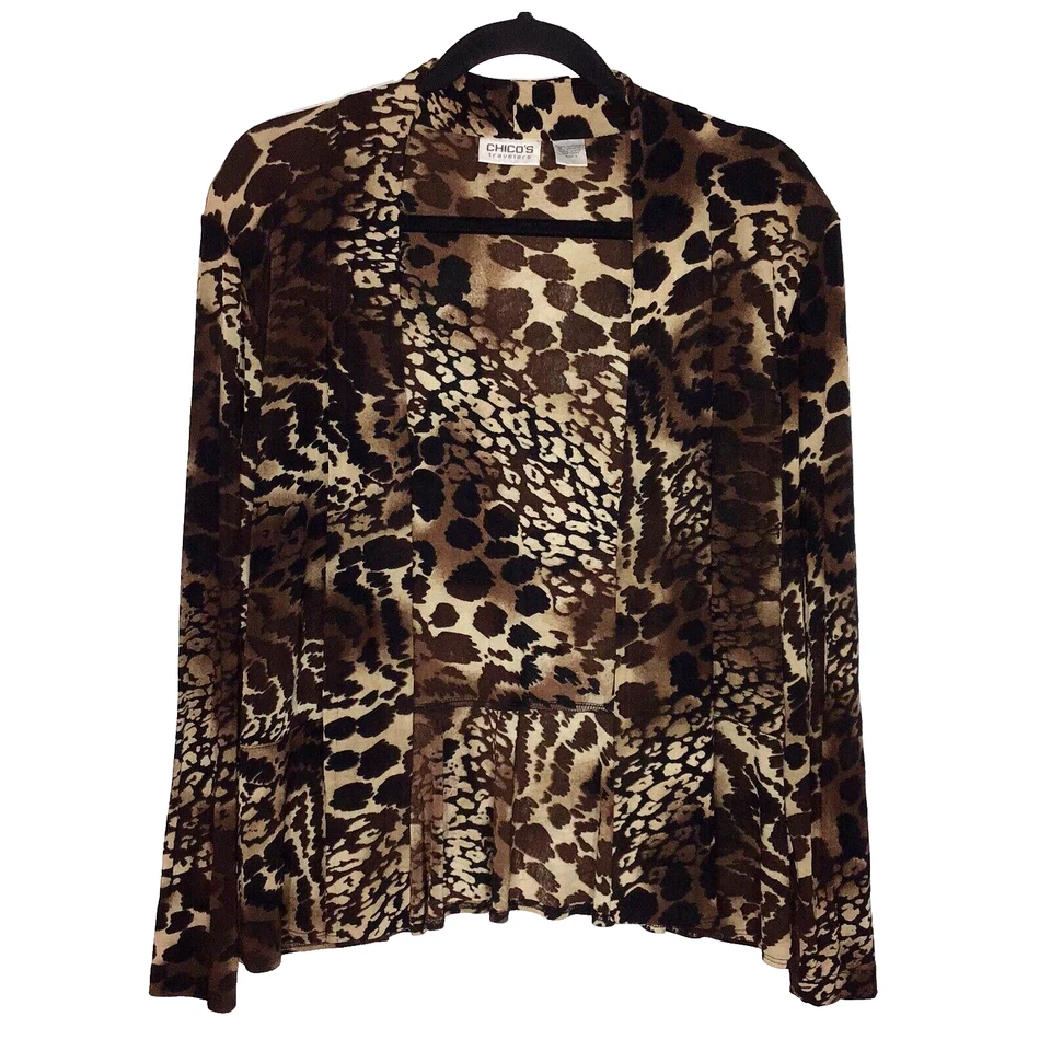 Chaqueta Chicos Travelers Mujer Slinky Peplum Dobladillo Talla 1 (M/8) Marrón Estampado Animal Foto 4 de 4