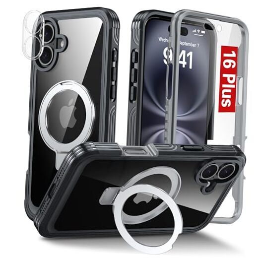Magnetic for Compatible with MagSafe iPhone 16 Plus Case 16 Plus-Black