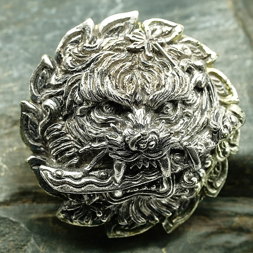 Dragon Head Pendant, Chinese Dragon Tag Amulet Necklace for Luck