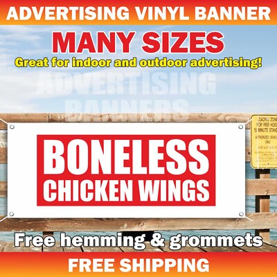 BONELESS CHICKEN WINGS Advertising Banner Vinyl Mesh Sign chicken street hot