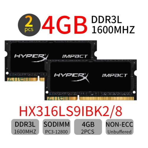 Kingston HyperX Impact 8GB Kit 2x4GB DDR3L 1600MHz PC3L-12800S Laptop Memory RAM