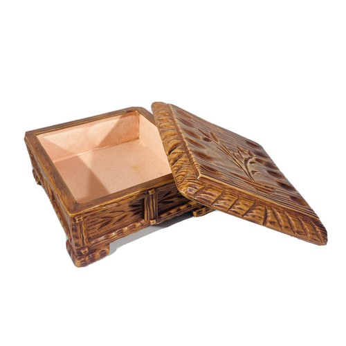 Vintage Arnel's Ceramic Chest Box Jewelry Trinket Box Wood pattern 9x8x4 in - Picture 3 of 7