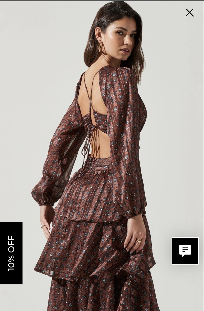 chinese dress ladies ASTR the label Women's Anora Dress, Copper Black Ditsy, XS: Buy Online at  Best Price in UAE main image 1