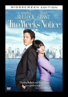 Two Weeks Notice DVD THE MOVIE Widescreen 2 WEEK'S SANDRA BULLOCK HUGH GRANT