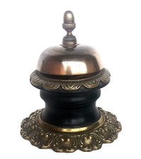 SUPERBE ANCIENNE SONNETTE D'HÔTEL COMPTOIR BOIS NOIRCI ET BRONZE NAPOLEON III 