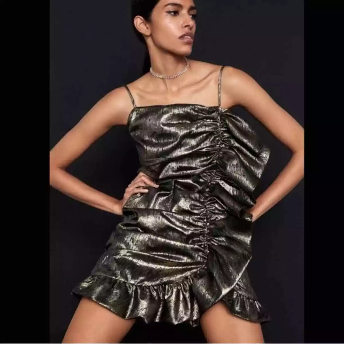 Zara gold top metallic dress