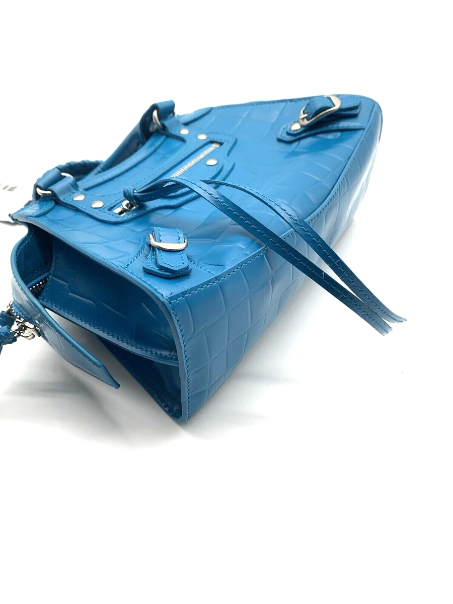 AUTHENTIC Balenciaga Mini Neo Classic City Croc Embossed Leather