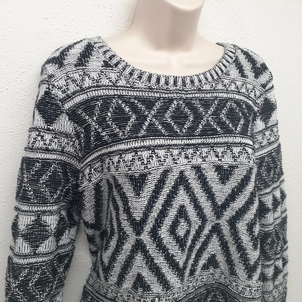 Lucky Brand Cotton Sweater Womens Black and White Size L  - Image 2 of 4