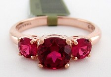 LAB CREATED RUBY RING .925 STERLING SILVER Rose tone - NEW WITH TAG