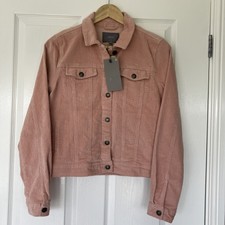 B Young Pink Cord Jacket Eu38 Long Sleeve Pockets Collar Stud Button Fasten New