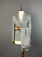 Women BOUTIQUE MOSCHINO Grey Wool 2 Piece Two Button Blazer Sport Coat Size 6