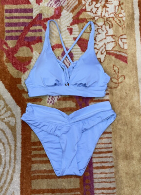 Soluna Swim Convertible Strap Bralette Bikini Top + Matching Bottoms SZ L NWOT