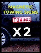 MAGNETIC TOWING ON TOW (ONE PAIR) SIGNS CAR SAFETY MOTORHOME 450mm X 140mm
