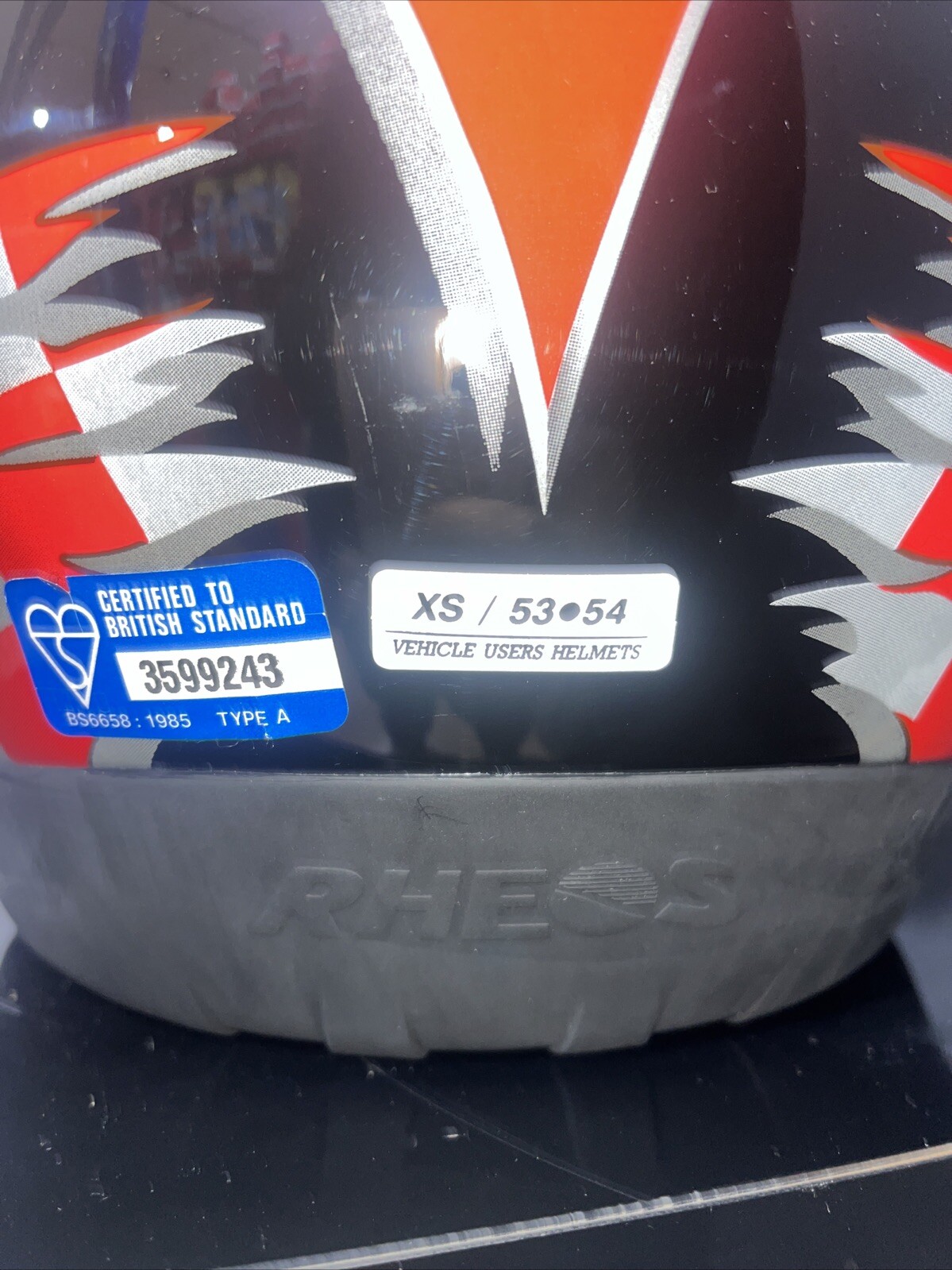 Retro Honda Rheos HRX Full Face helmet (Size XS) (Black Blue Orange) image 5