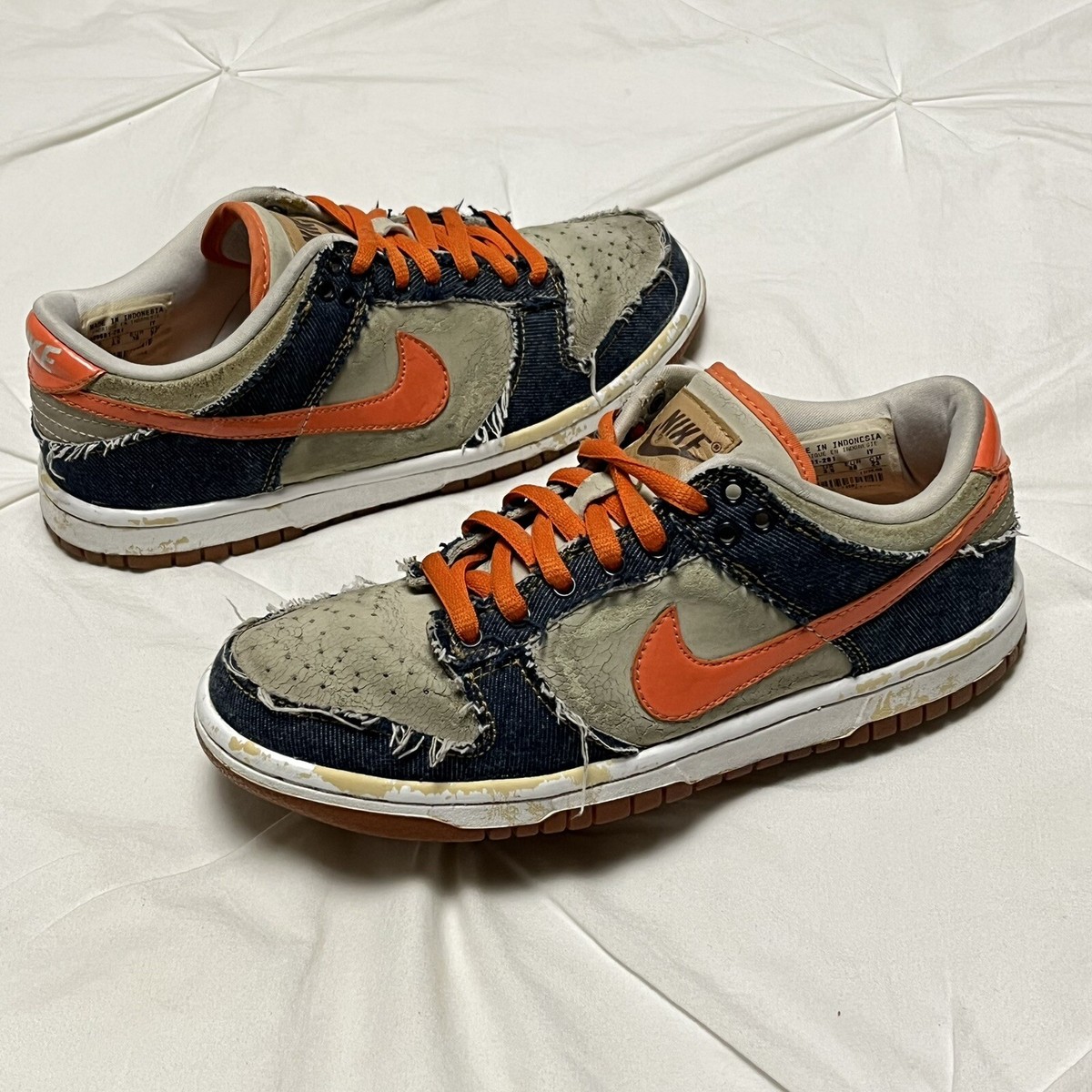 Vintage Nike Dunk Low GS 2006 Birch Tango Denim Shoes 309601-281 Youth Size 4Y Vintage Nike Dunk Low GS 2006 Birch Tango Denim Shoes 309601-281 Youth Size 4Y