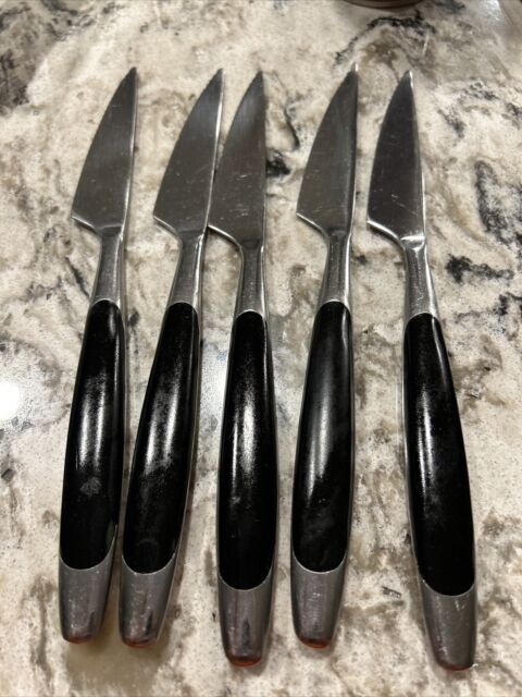 Lot Of 6 Vintage HALCO Japan Stainless steel & black Knives