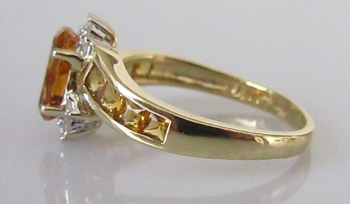 Gold Diamond Ring - Ex QVC 9ct Gold Multi Cut Citrine Diamond Swirl Ring Size N - Picture 5 of 17