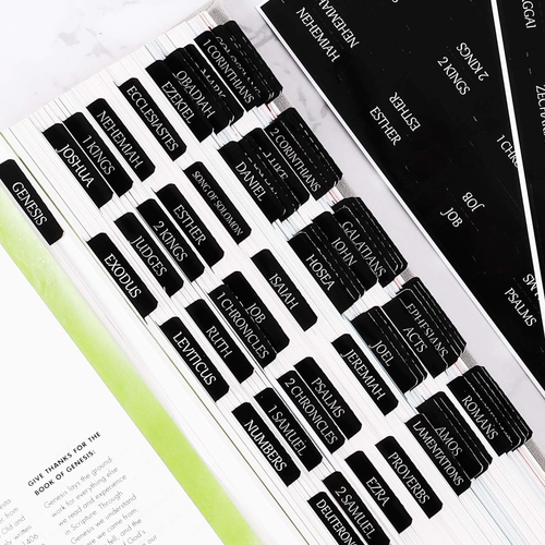 Reposition Laminated Bible Tabs, Large Print Stickers, Easy to Read and Apply Bi