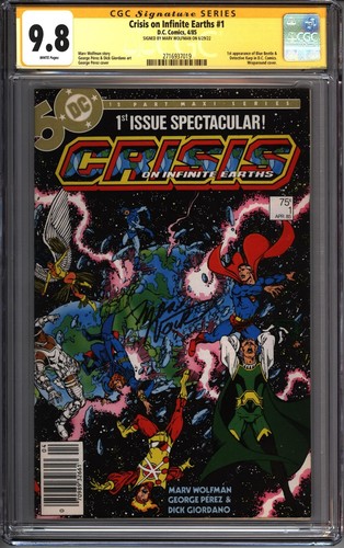 * CRISIS On Infinite Earths #1 CGC 9.8 SS Signed Wolfman NEWSSTAND! (2716937019)