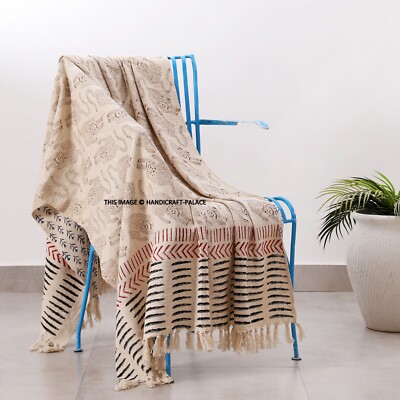 Indische Handblock Leopard Bedruckte Decke Handgewebte Baumwolle Sofa Wendewurf