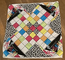 Vintage 80's Fisher-Price Pocket Rockers Bandana Scarf Checkered Animal Print