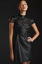 By Anthropologie Faux Leather Mini Dress Size 26. B15