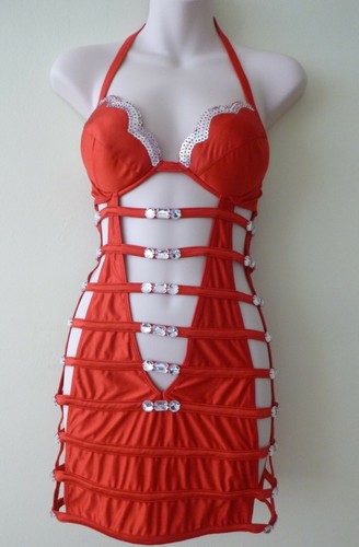 NWT S Ooh La La London Sexy Sequined Strappy Stripper Dancer Mini Dress Gown - Picture 8 of 12