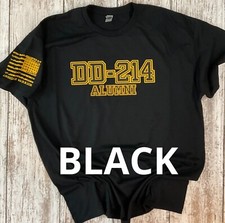 DD-214 Alumni Military T-shirt With GOld and Black Lettering BK