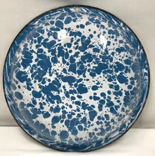 Vintage Blue and White Swirl Graniteware Wash Basin Pan Bowl Old Original