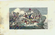 Battle of Queenstown Antique Engraving H. Bill 1859 Illuminated History 9 x 6